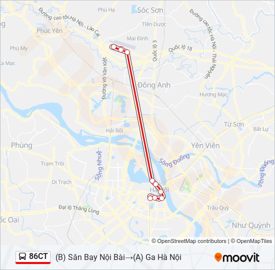 Bản đồ Tuyến 86CT xe buýt