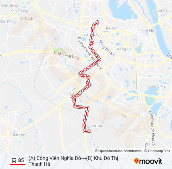 Bản đồ Tuyến 85 xe buýt