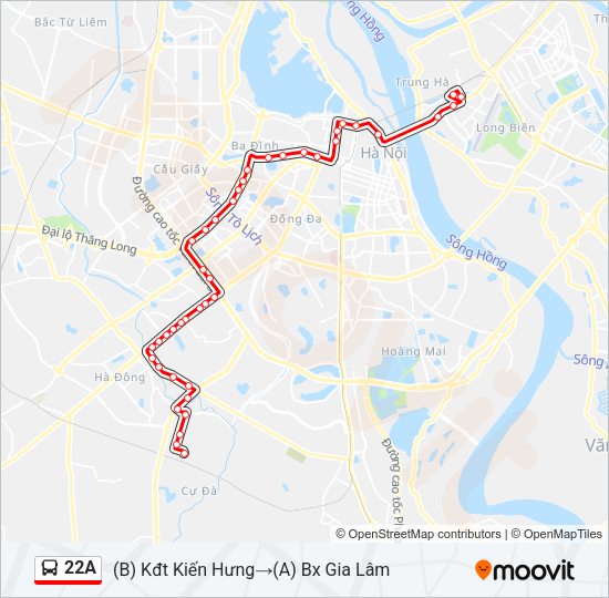 Bản đồ Tuyến 22A xe buýt