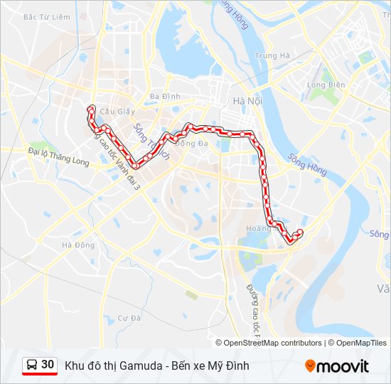 Tuyến 30: Lịch trình, Điểm dừng & Bản đồ - (A) Khu Đô Thị Gamuda ...