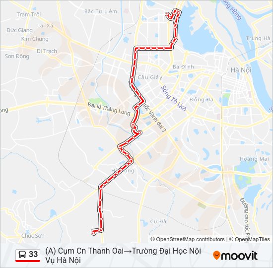 Bản đồ Tuyến 33 xe buýt