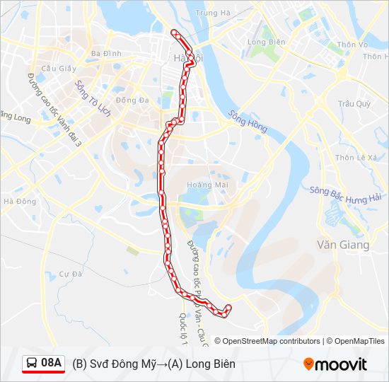 Bản đồ Tuyến 08A xe buýt