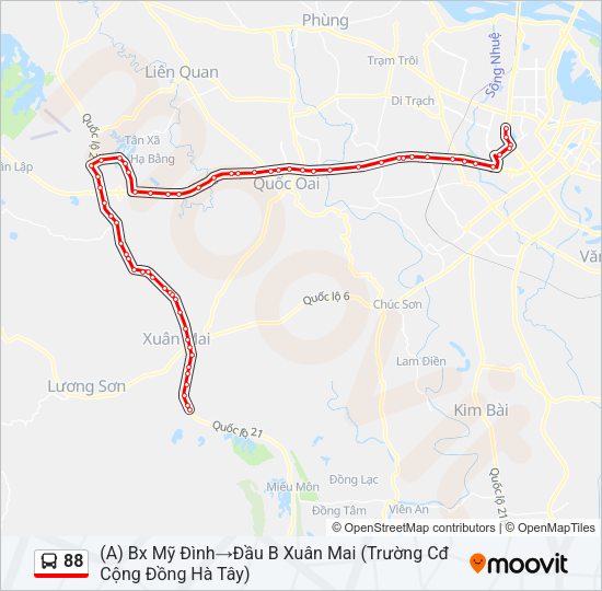 Bản đồ Tuyến 88 xe buýt