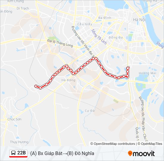 Bản đồ Tuyến 22B xe buýt