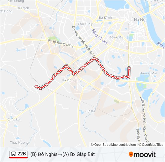 Bản đồ Tuyến 22B xe buýt