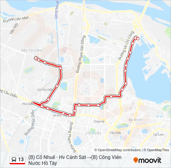13 Bus Line Map