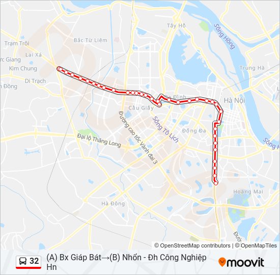Bản đồ Tuyến 32 xe buýt