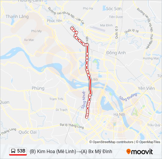 53B bus Line Map