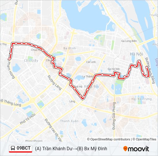 Bản đồ Tuyến 09BCT xe buýt
