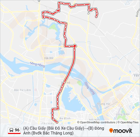 Bản đồ Tuyến 96 xe buýt