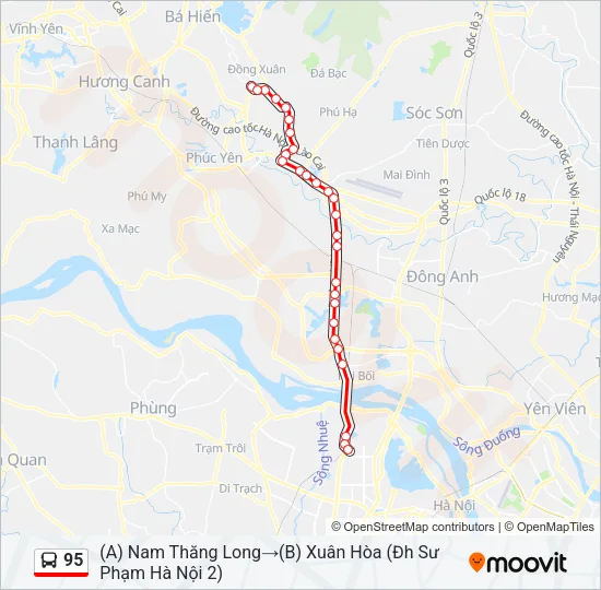 Bản đồ Tuyến 95 xe buýt