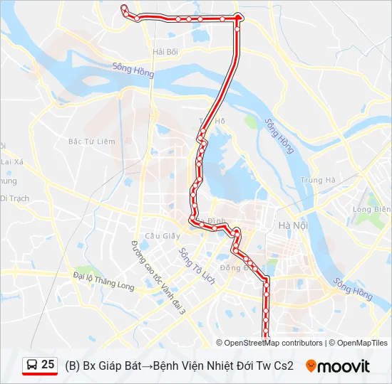 Bản đồ Tuyến 25 xe buýt