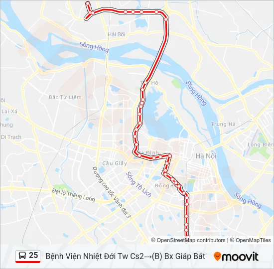 Bản đồ Tuyến 25 xe buýt