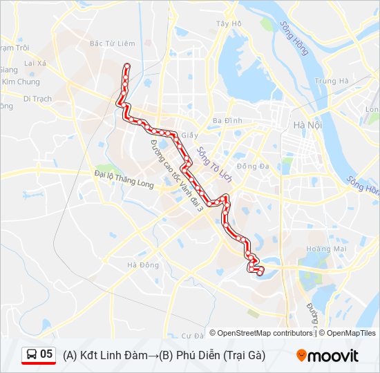 Tuyến 05 tại Hà Nội không chỉ là một tuyến xe bus tiện lợi mà còn là một trải nghiệm mới lạ khi di chuyển qua nhiều địa điểm du lịch thú vị. Khám phá bản đồ tuyến xe bus 05 để tìm hiểu thêm.