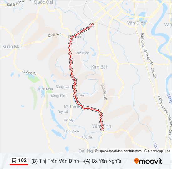 102 bus Line Map