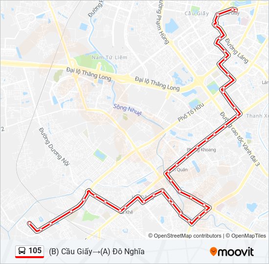 105 bus Line Map