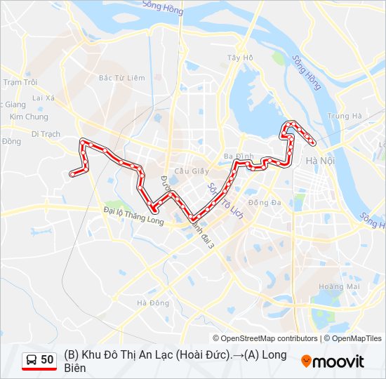 Bản đồ Tuyến 50 xe buýt