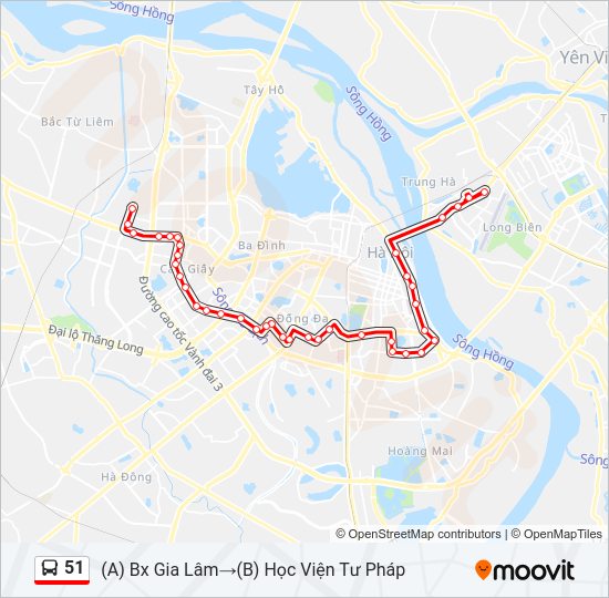 Bản đồ Tuyến 51 xe buýt
