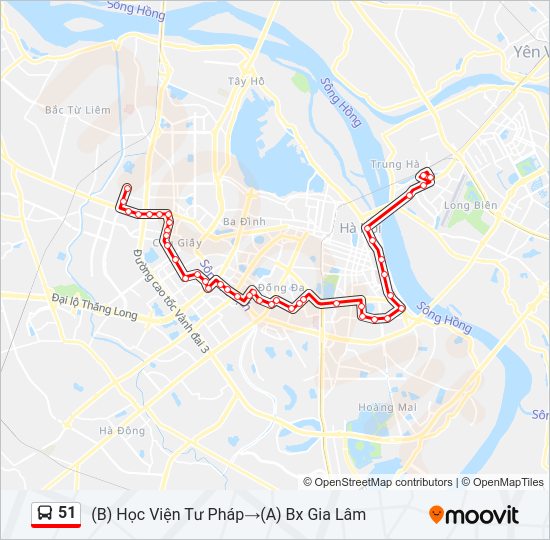 Bản đồ Tuyến 51 xe buýt