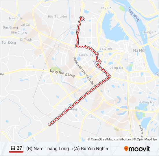 Bản đồ Tuyến 27 xe buýt