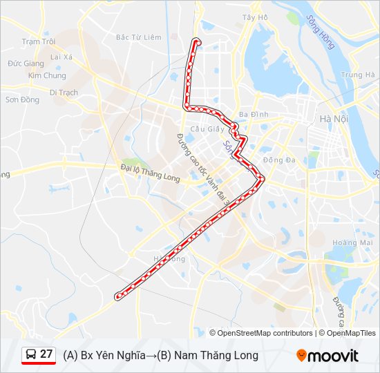 Bản đồ Tuyến 27 xe buýt
