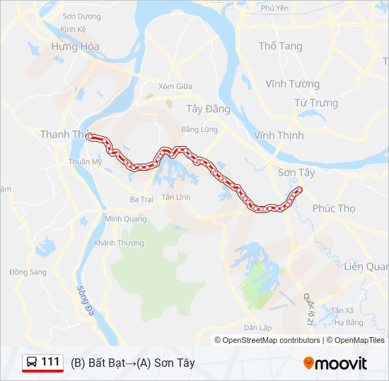 Bản đồ Tuyến 111 xe buýt