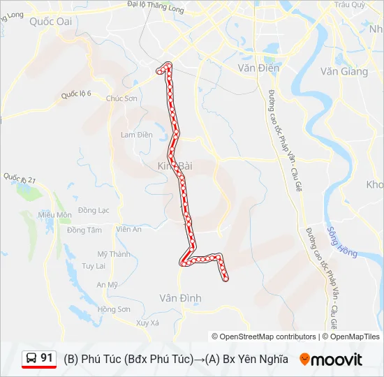 91 Bus Line Map