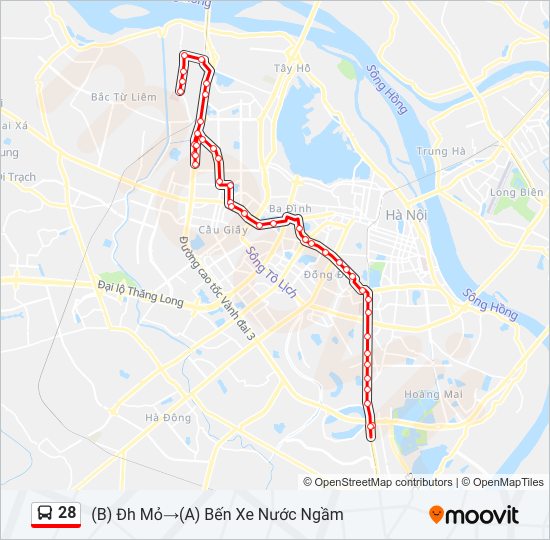 Bản đồ Tuyến 28 xe buýt