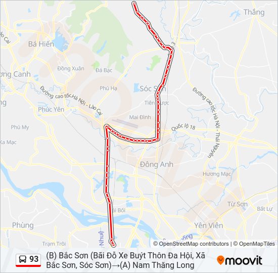 Bản đồ Tuyến 93 xe buýt