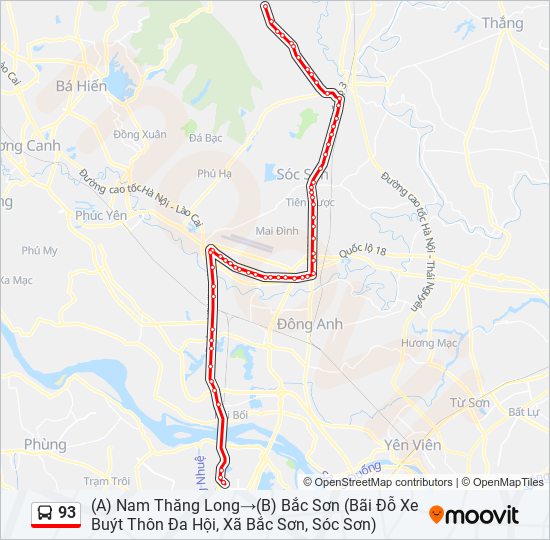 Bản đồ Tuyến 93 xe buýt