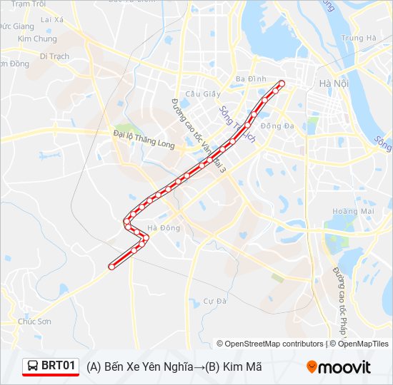 Tuyến brt01: Lịch trình, Điểm dừng & Bản đồ - (A) Bến Xe Yên Nghĩa ...
