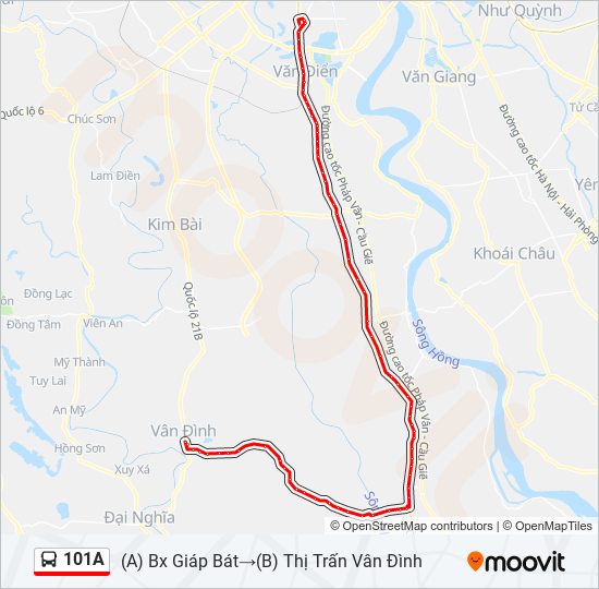 Bản đồ Tuyến 101A xe buýt