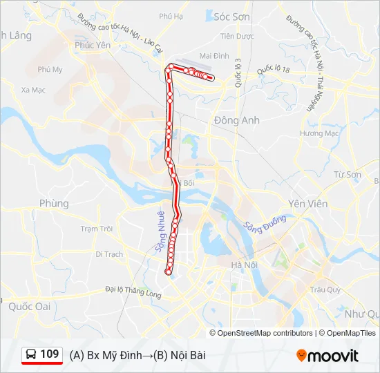 Bản đồ Tuyến 109 xe buýt