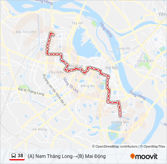 Bản đồ Tuyến 38 xe buýt