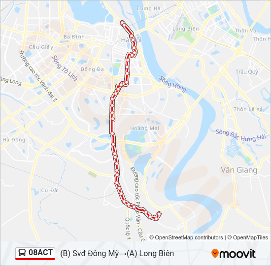 Bản đồ Tuyến 08ACT xe buýt