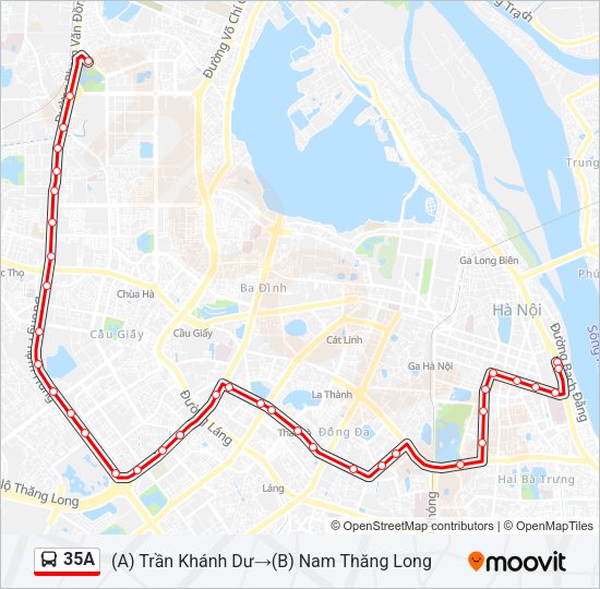 Bản đồ Tuyến 35A xe buýt