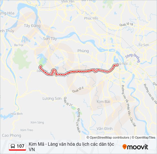 Bản đồ Tuyến 107 xe buýt
