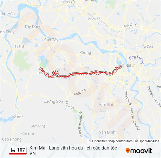 Bản đồ Tuyến 107 xe buýt