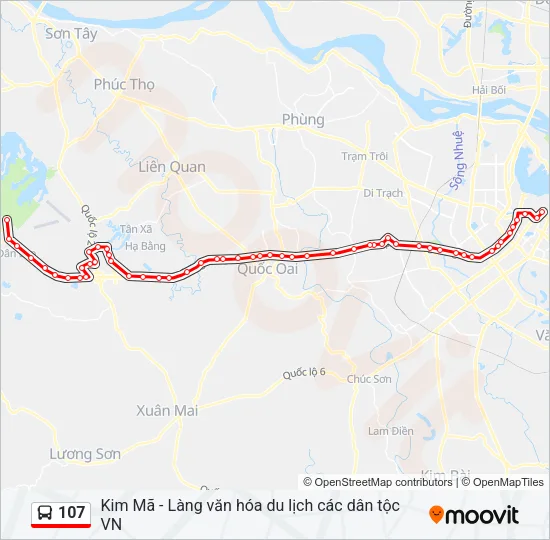 Bản đồ Tuyến 107 xe buýt