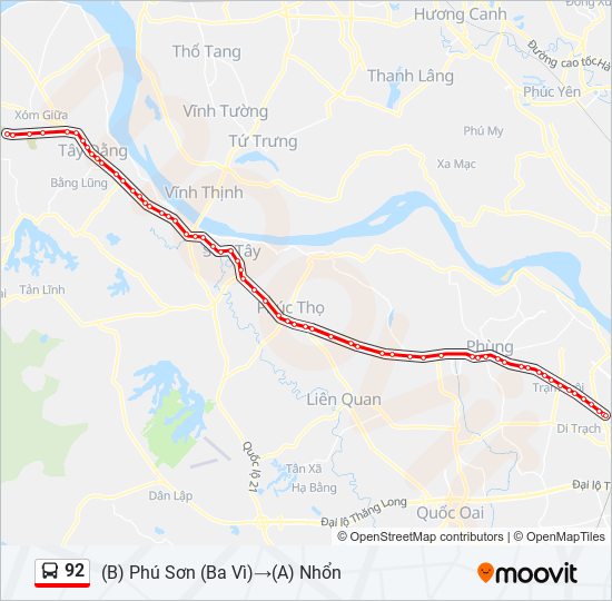 92 Route: Schedules, Stops & Maps - (B) Phú Sơn (Ba Vì)‎→(A) Nhổn ...