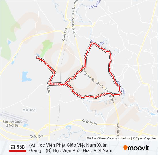 Bản đồ Tuyến 56B xe buýt