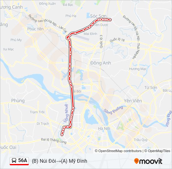 Bản đồ Tuyến 56A xe buýt