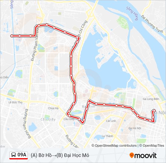 Bản đồ Tuyến 09A xe buýt