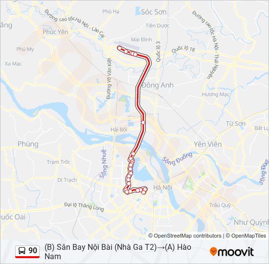 Bản đồ Tuyến 90 xe buýt