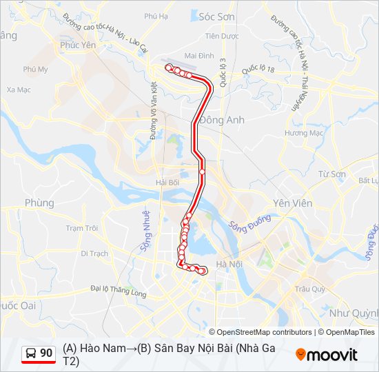 Bản đồ Tuyến 90 xe buýt