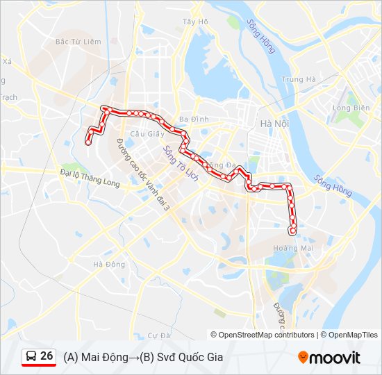Bản đồ Tuyến 26 xe buýt