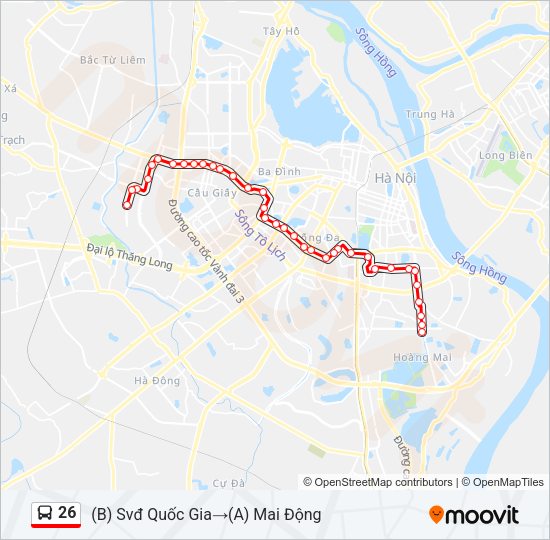 Bản đồ Tuyến 26 xe buýt