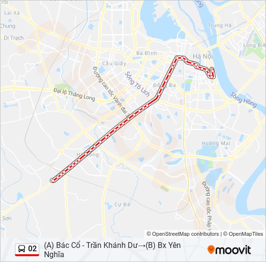 Bản đồ Tuyến 02 xe buýt