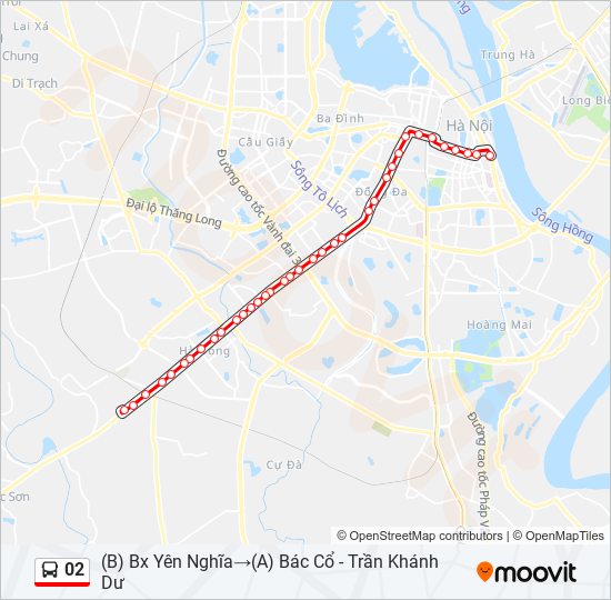 Bản đồ Tuyến 02 xe buýt