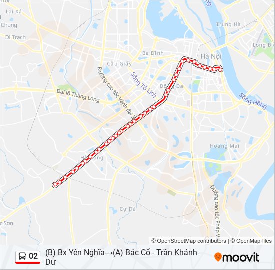 Tuyến 02 - Bản đồ xe bus Hà Nội: Tuyến 02 là một trong những tuyến xe buýt được ưa chuộng nhất của Hà Nội, và bản đồ sẽ giúp bạn tìm đường đi chính xác. Với đầy đủ thông tin về lộ trình, điểm đỗ và thời gian chờ, bạn có thể sắp xếp lịch trình theo ý muốn. Lên xe buýt Tuyến 02 và khám phá những điểm đến nổi tiếng của Hà Nội một cách tiện lợi và an toàn.